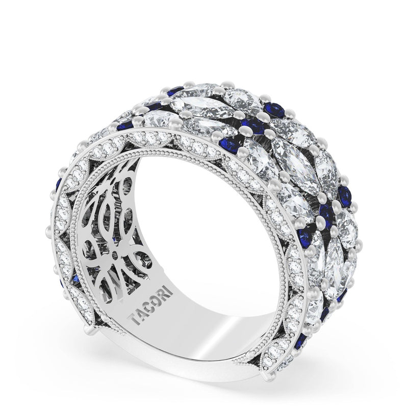 East West Marquise and Pear Blue Sapphire Mosaic Band