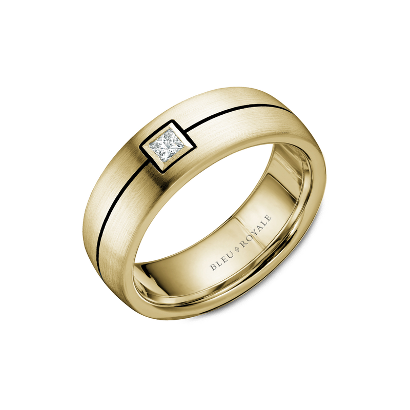 Bleu Royale Men's Wedding Band RYL-027YDBLK75