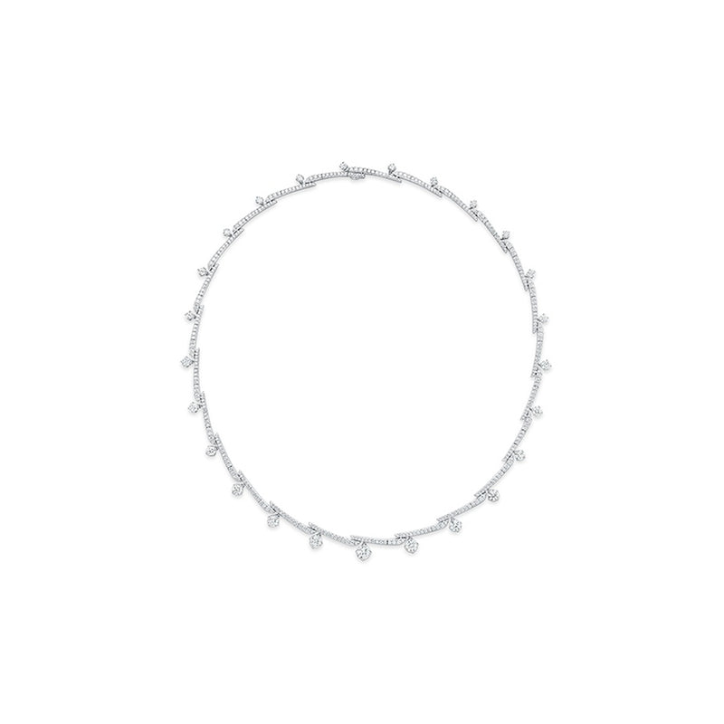 Hearts On Fire Vela Crossover Pavé Necklace UU2649 : 8.00 : 18 : 18KW : GH/VS"