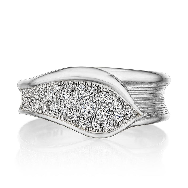 Petal Diamond Pavé Ring in 18kt White Gold