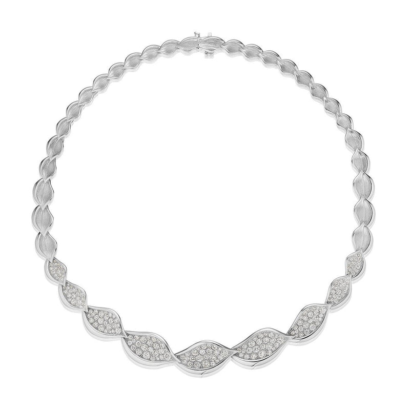 Petal Diamond Pavé Necklace in 18kt White Gold