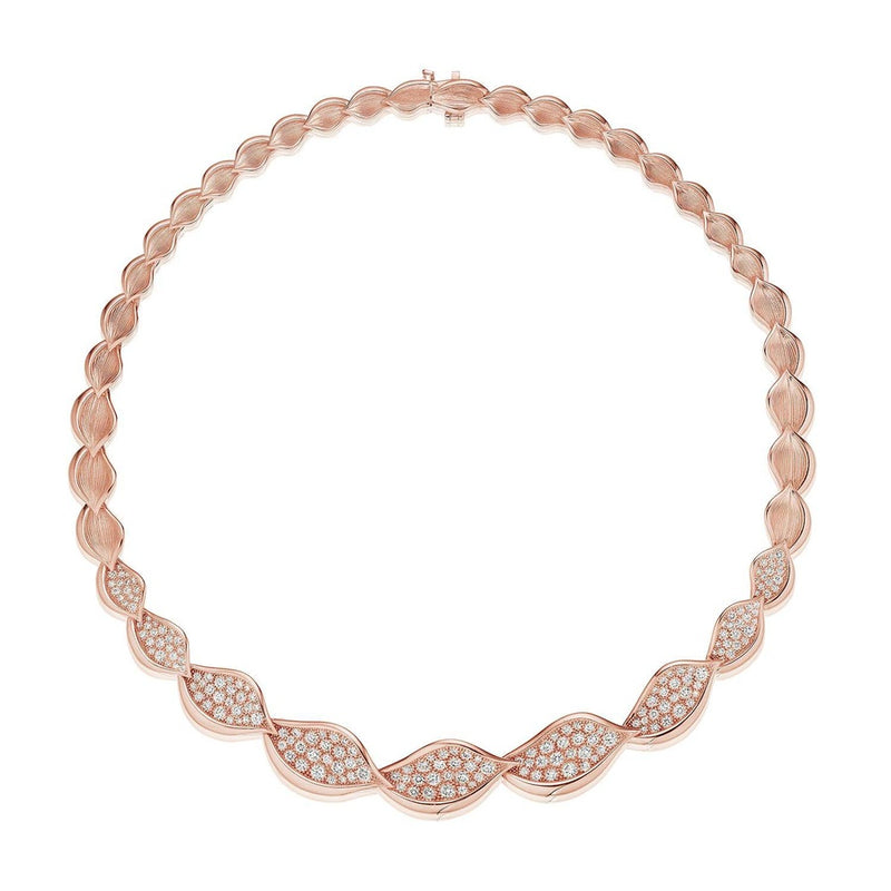 Petal Diamond Pavé Necklace in 18kt Rose Gold