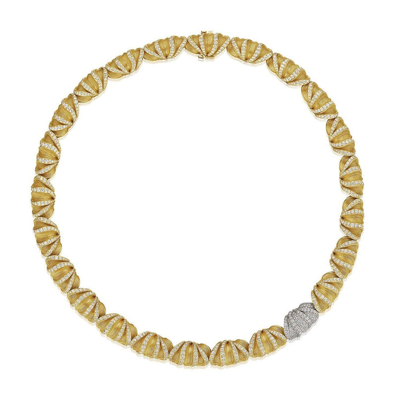 Multi Petal Diamond Necklace in 14kt Yellow Gold