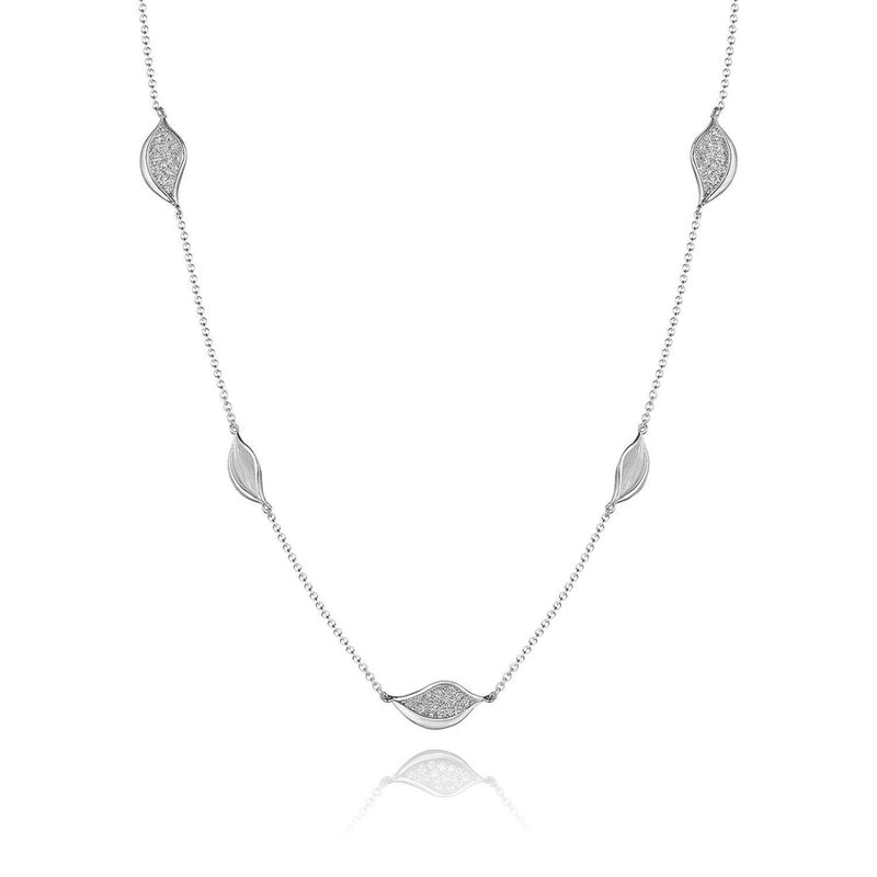 Petal Diamond Pavé Station 18" Necklace in 18kt White Gold