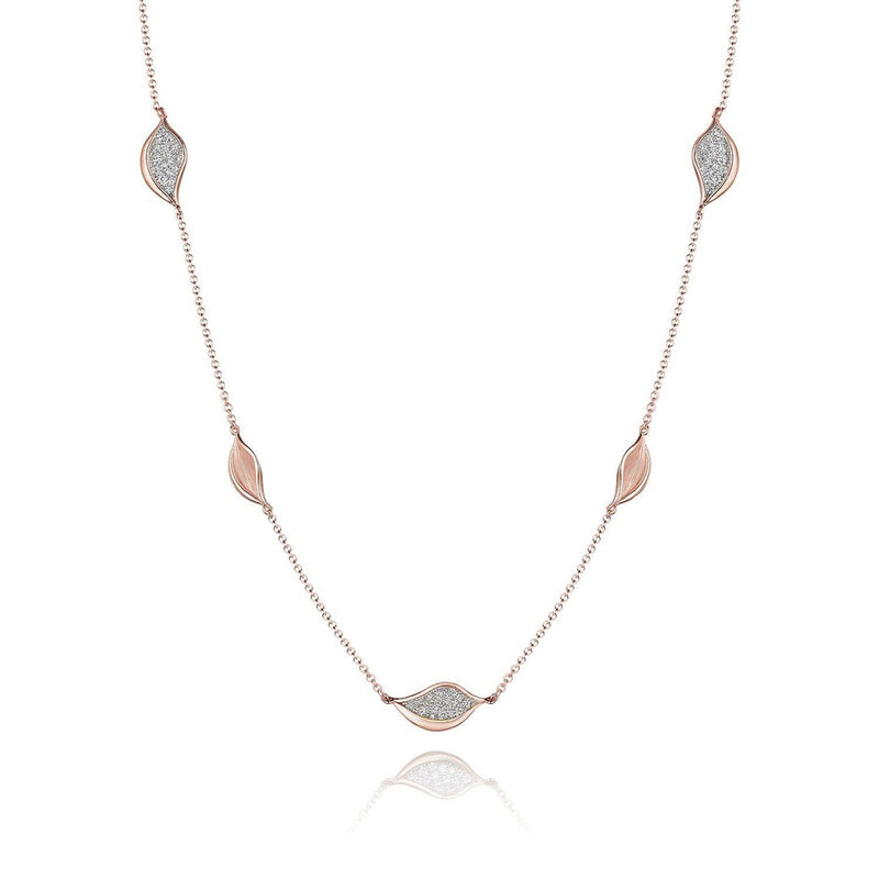 Petal Diamond Pavé Station 18" Necklace in 18kt Rose Gold