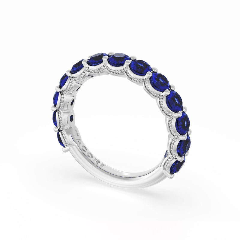 Round Cut Blue Sapphire Eternity Band in 18kt White Gold