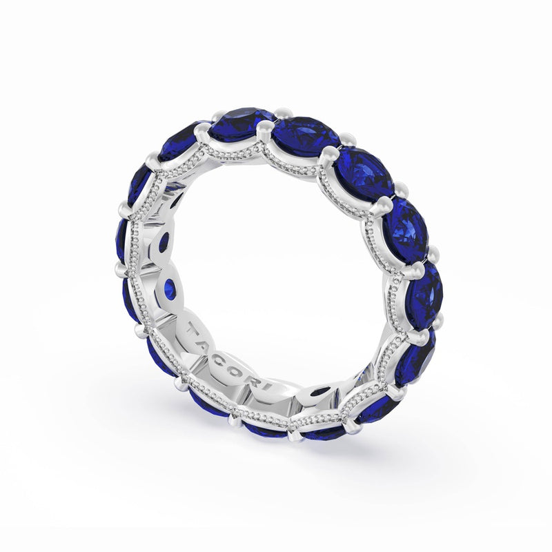 Round Cut Blue Sapphire Eternity Band in 18kt White Gold