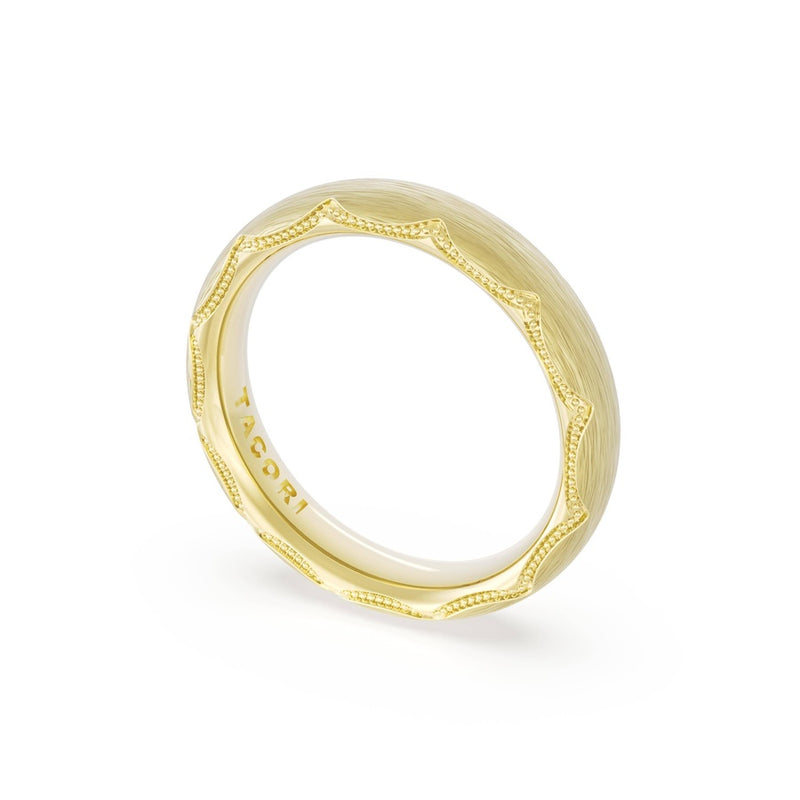 Brushed Finish Wedding Band in 18kt Yellow Gold