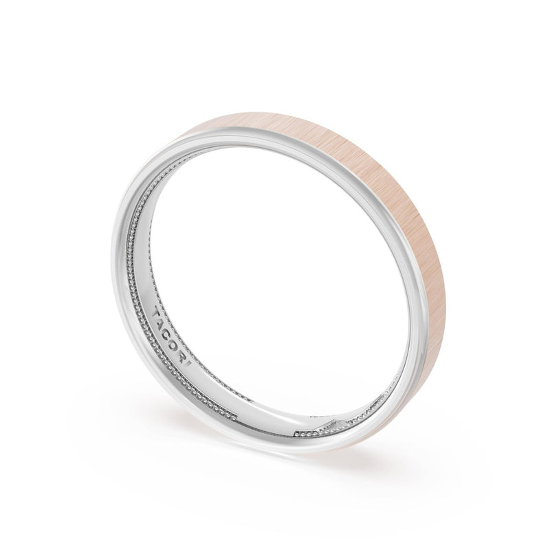 Flat Satin Finish Wedding Band in 18kt White Gold & 18kt Rose Gold