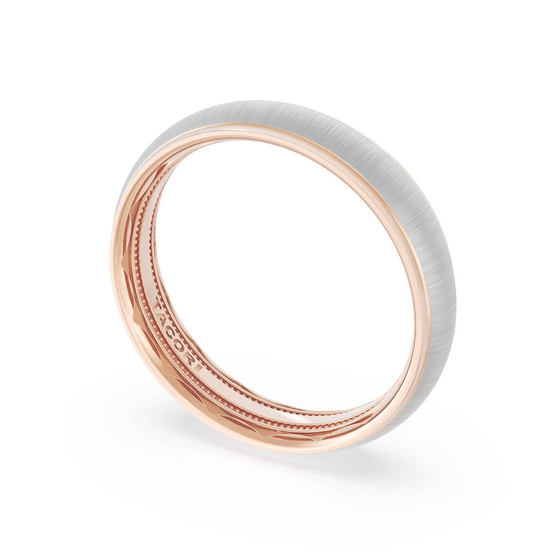 Rounded Satin Finish Wedding Band in 18kt Rose Gold & 18kt White Gold