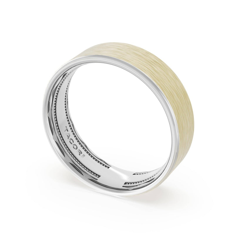 Flat Brush Finish Wedding Band in Platinum & 18kt Yellow Gold