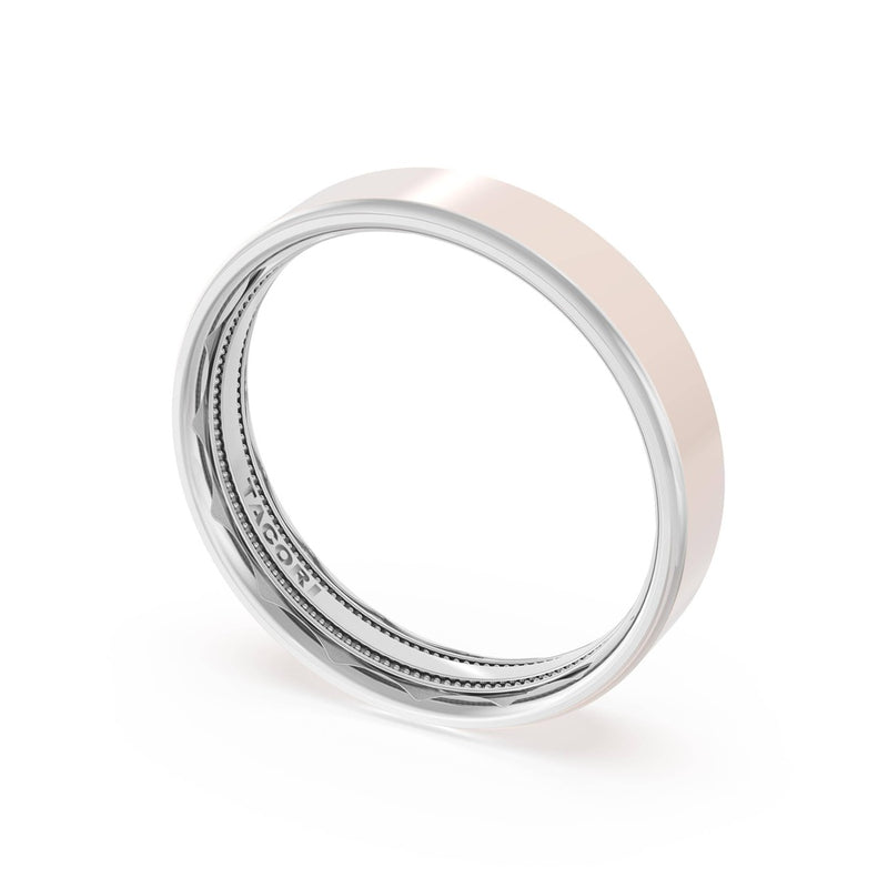 Flat High Polish Finish Wedding Band in 18kt White Gold & 18kt Rose Gold