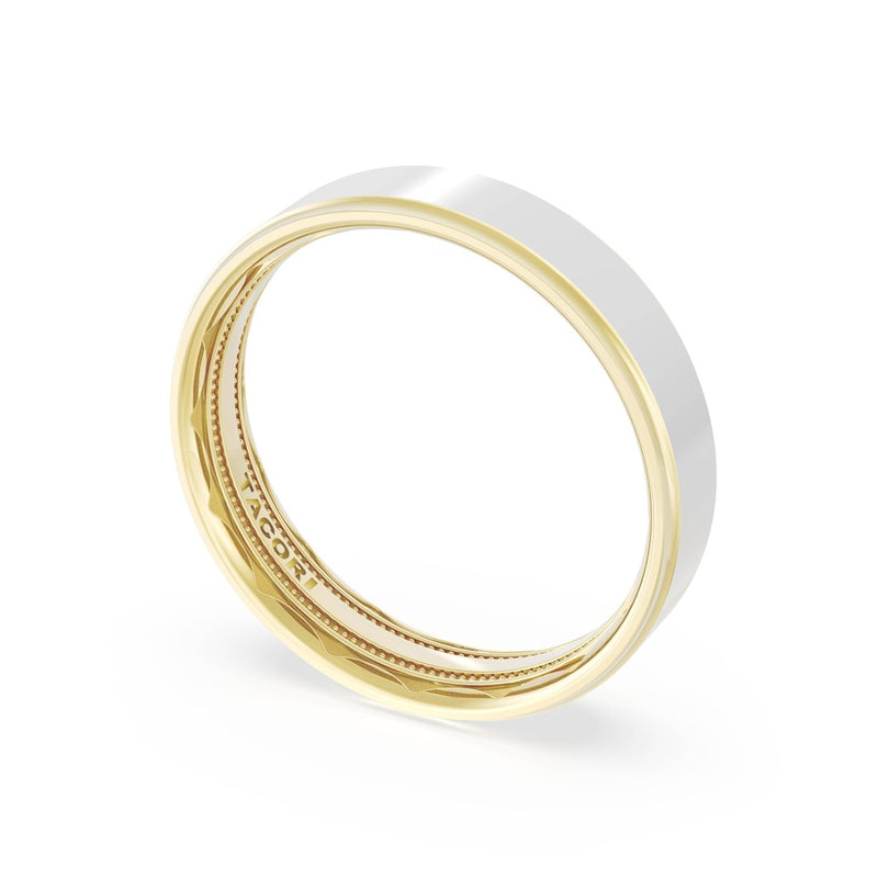 Flat High Polish Finish Wedding Band in 18kt Yellow Gold & Platinum