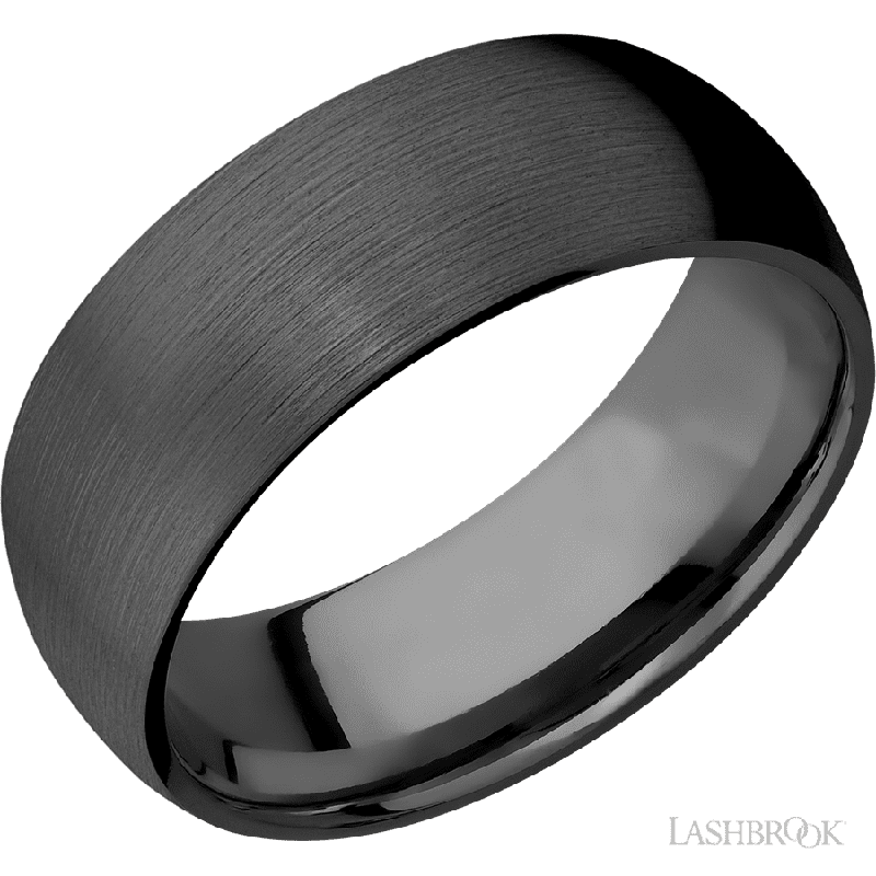 8 mm wide Domed Zirconium band.