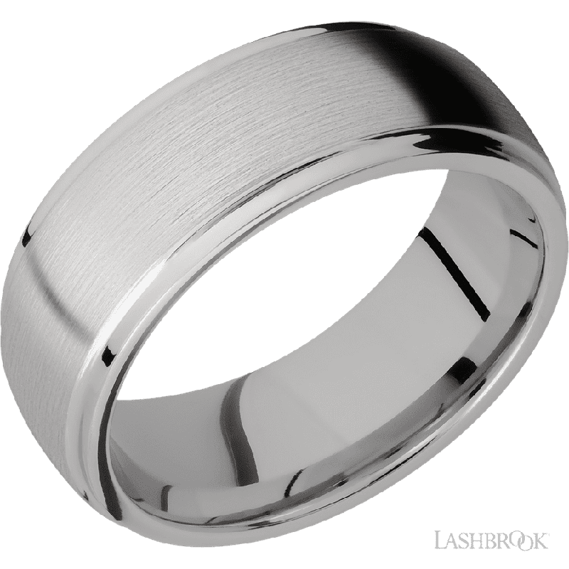 8 mm wide Domed Stepped Down Edges Titanium band.