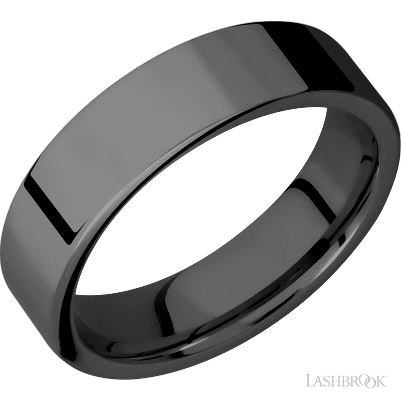 6 mm wide Flat Zirconium band.