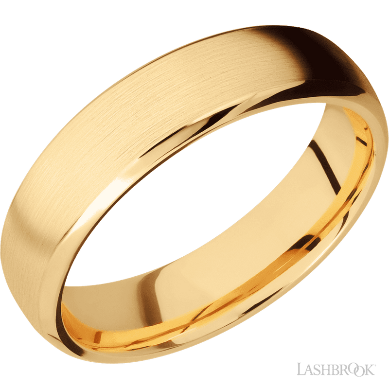 6 mm wide Domed Bevel 14K Yellow Gold band.