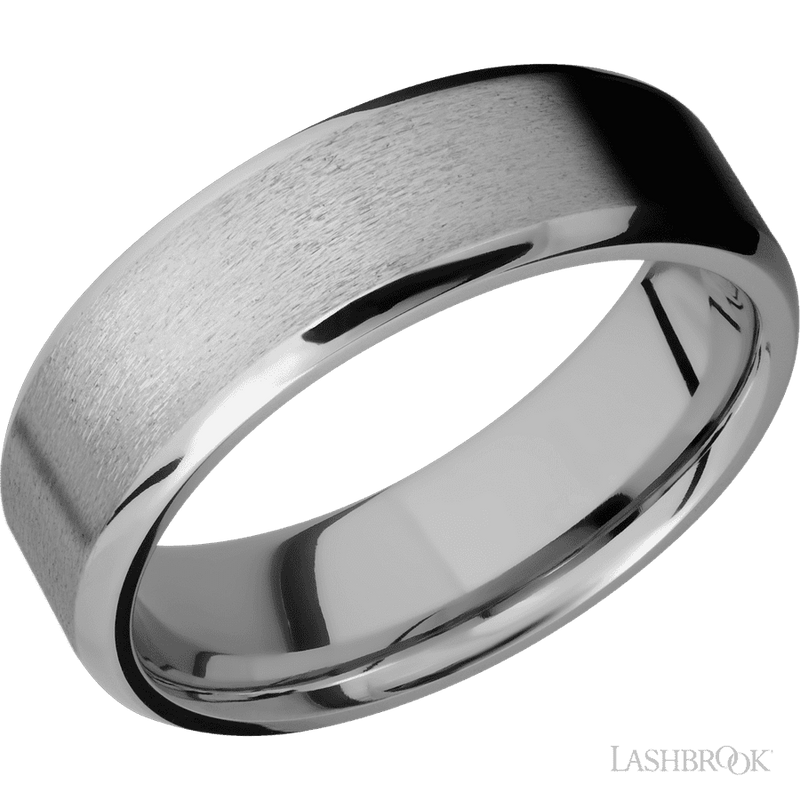 7 mm wide Beveled Titanium band.