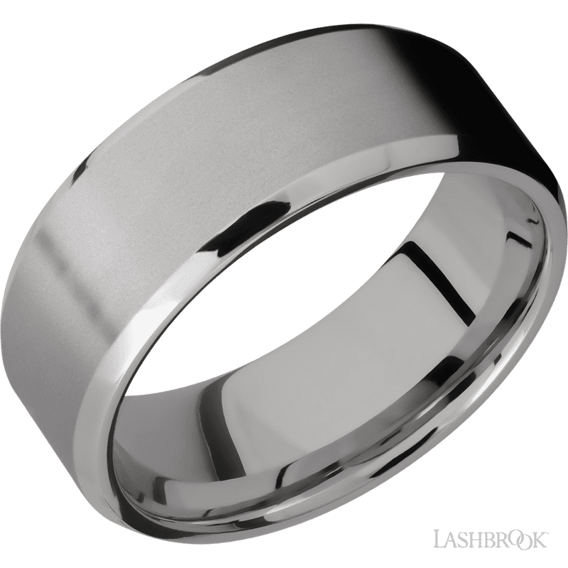 8 mm wide Beveled Titanium band.