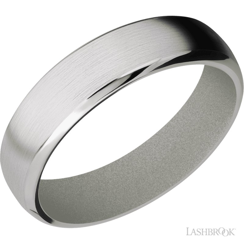 6 mm wide Domed Bevel Cobalt Chrome band featuring a Gun Metal Grey sleeve.