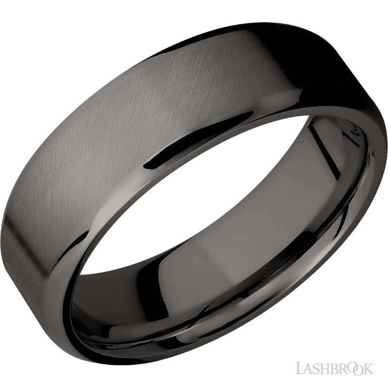 7 mm wide Beveled Tantalum Noir band.