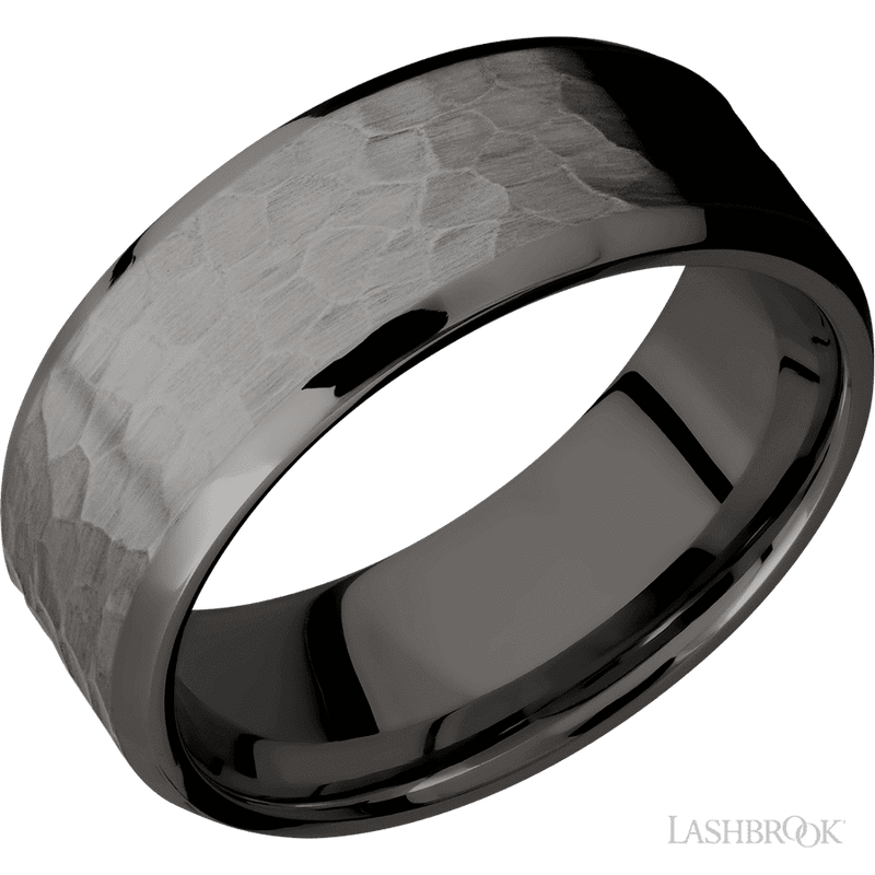 8 mm wide Beveled Tantalum Noir band.
