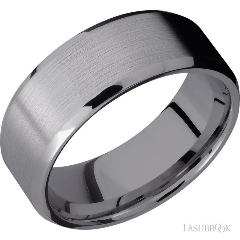8 mm wide Beveled Tantalum band.