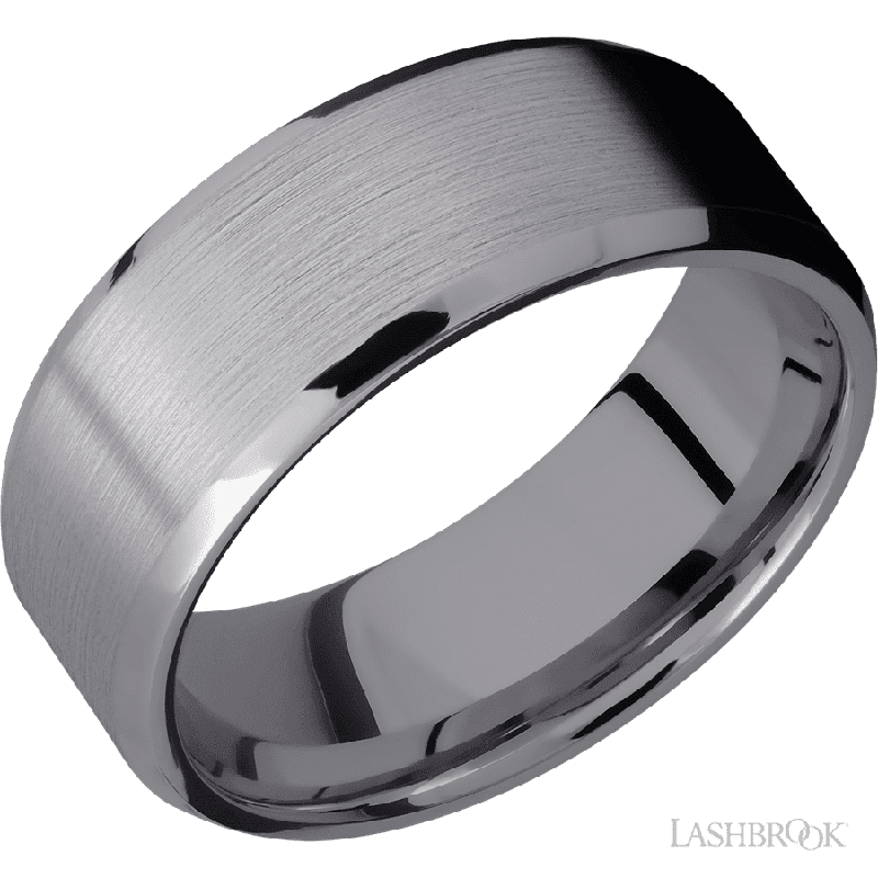 8 mm wide Beveled Tantalum band.