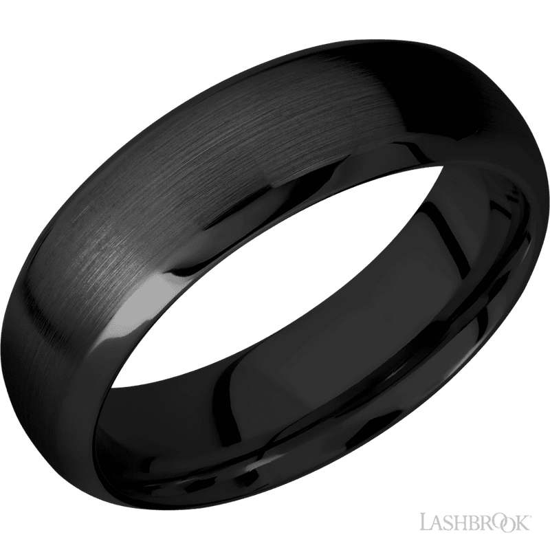 7 mm wide Domed Bevel Zirconium band.
