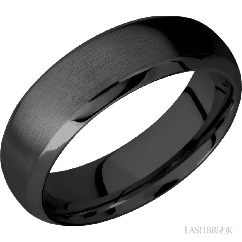7 mm wide Domed Bevel Zirconium band.
