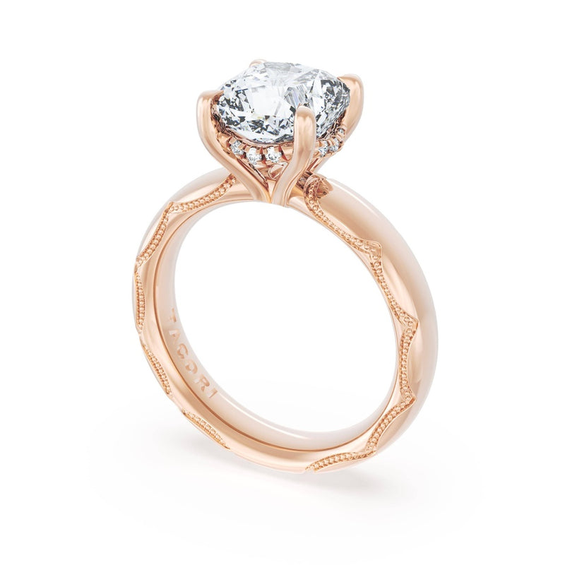 Cushion Solitaire Cigar Band Engagement Ring
