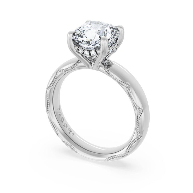 Cushion Solitaire Cigar Band Engagement Ring