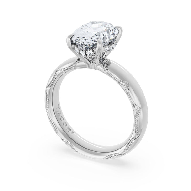 Oval Solitaire Cigar Band Engagement Ring