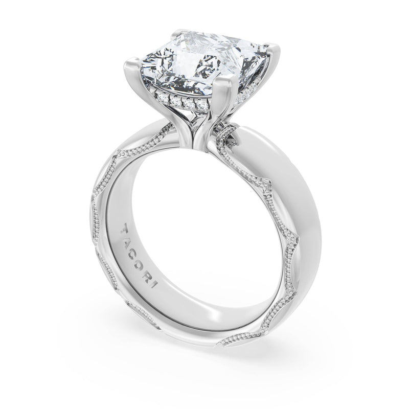 Princess Solitaire Cigar Band Engagement Ring