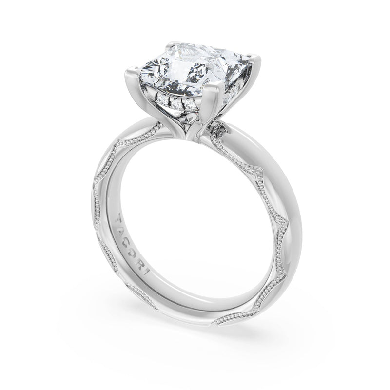 Princess Solitaire Cigar Band Engagement Ring