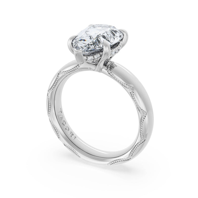 Pear Solitaire Cigar Band Engagement Ring