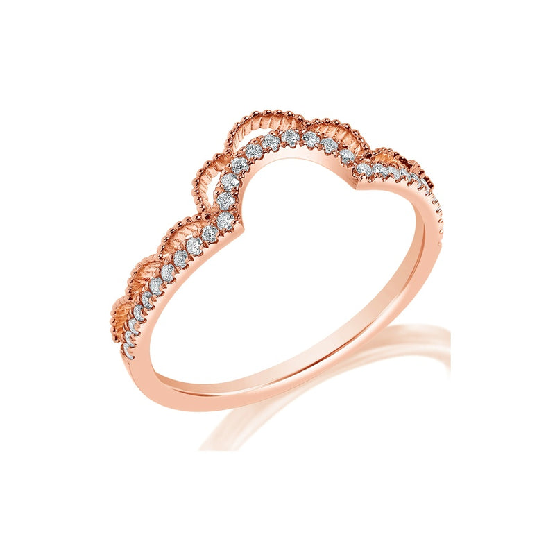 Classique Creations Scalloped Milgrain Diamond Curved Band Z2365B