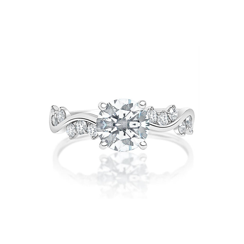Classique Creations Round Diamond Wave and Diamond Band Engagement Ring Z1735R