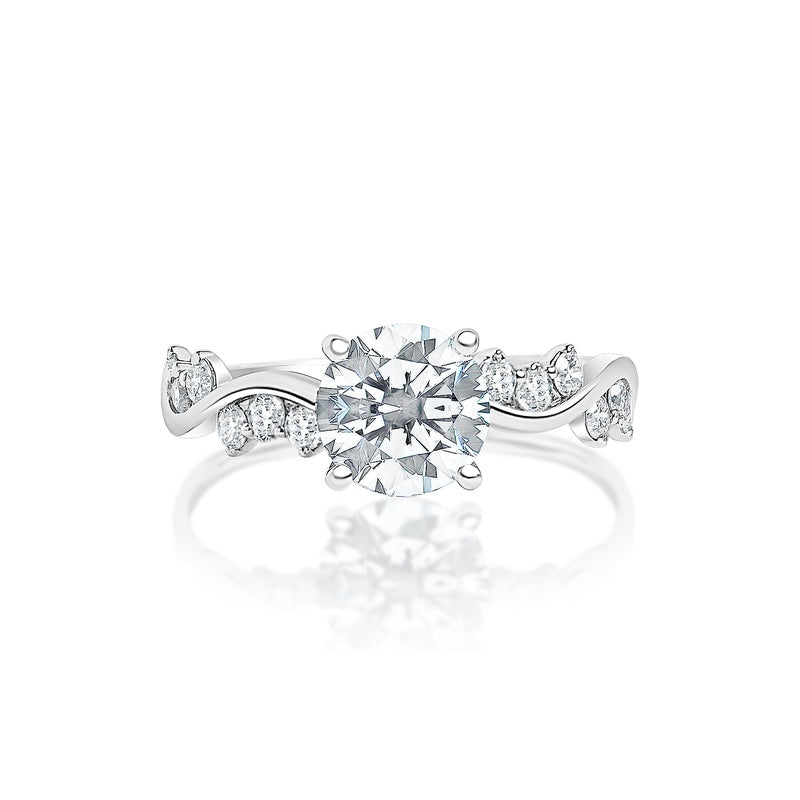Classique Creations Round Diamond Wave and Diamond Band Engagement Ring Z1735R