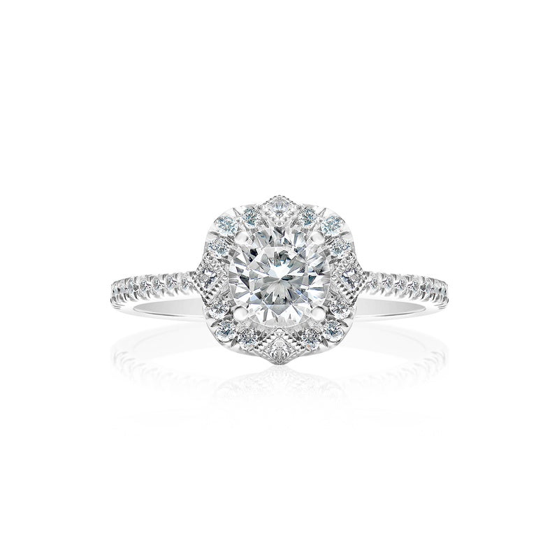 Classique Creations Cushion Round Vintage Halo Engagement Ring Z1757CR