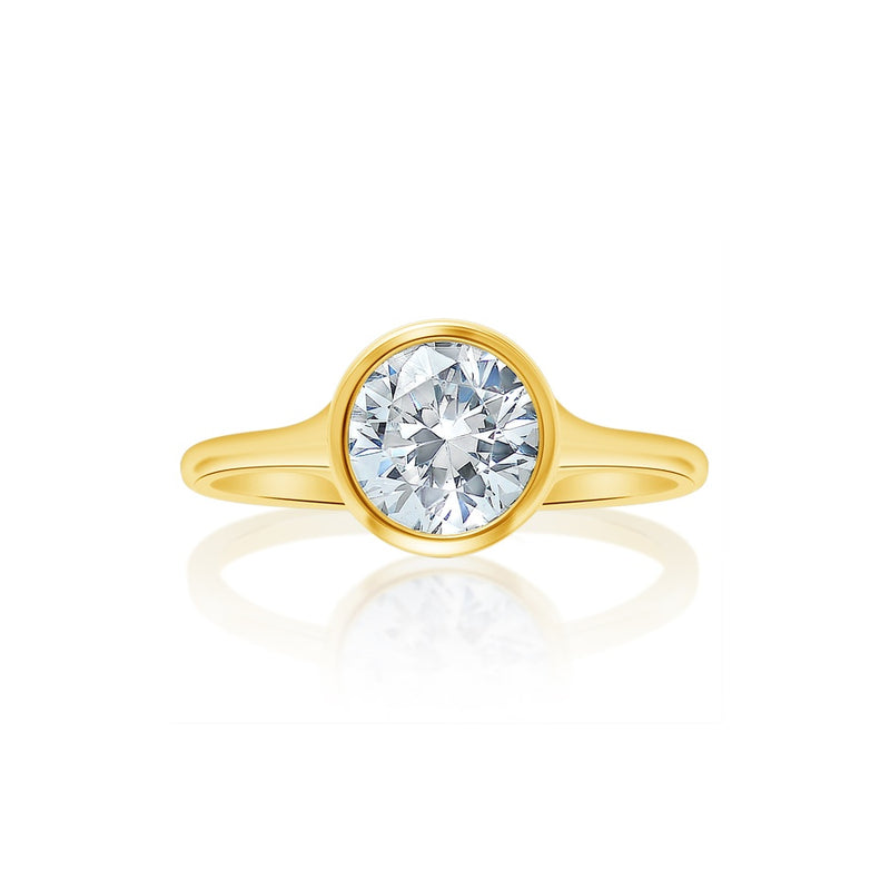 Classique Creations Round Diamond Bezel Set Graduated Shank Engagement Ring Z2889R