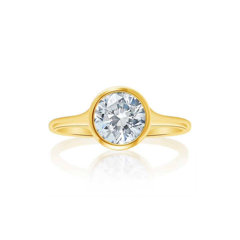 Classique Creations Round Diamond Bezel Set Graduated Shank Engagement Ring Z2889R