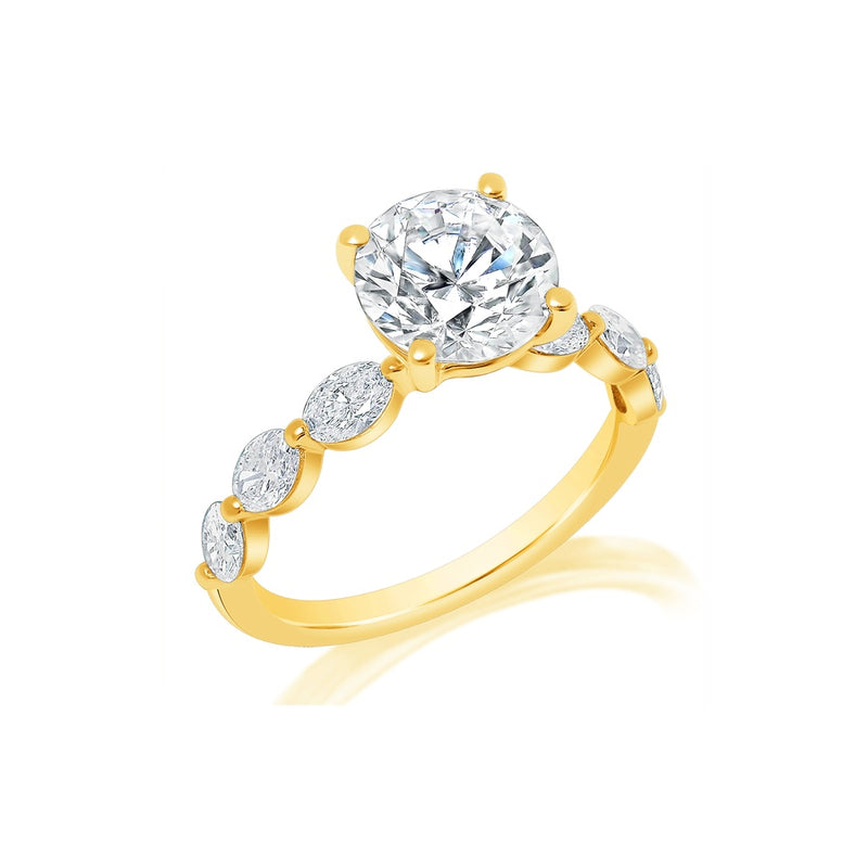Classique Creations Round Diamond Oval Single Shared Prong Engagement Ring Z2935R