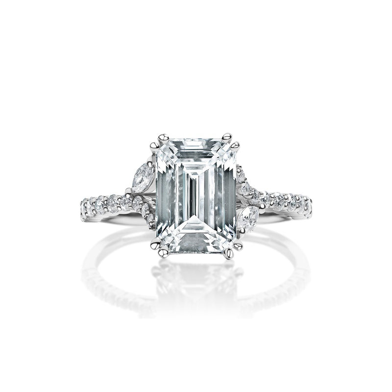 Classique Creations Emerald Diamond Marquise Split Shank Engagement Ring Z1768E