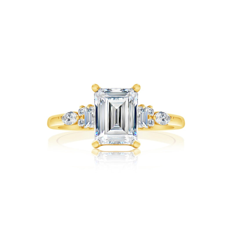 Classique Creations Emerald Diamond Cluster Engagement Ring Z2072E