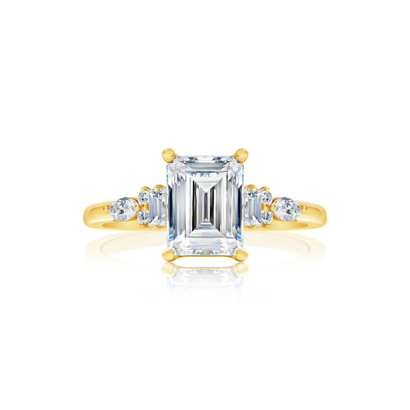 Classique Creations Emerald Diamond Cluster Engagement Ring Z2072E