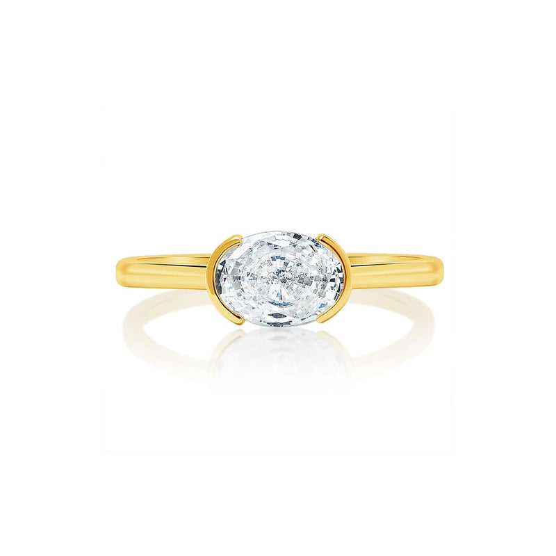 Classique Creations East West Oval Half Bezel Engagement Ring Z2795V
