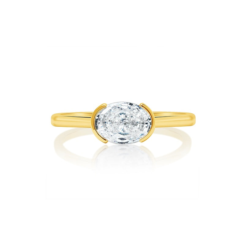 Classique Creations East West Oval Half Bezel Engagement Ring Z2795V