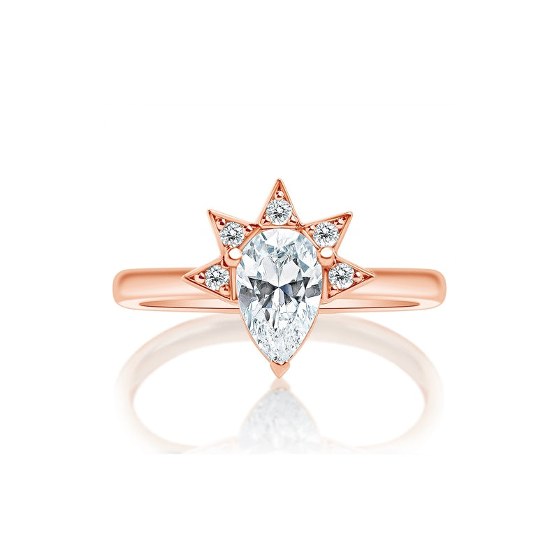 Classique Creations Pear Diamond Half Spike Halo Engagement Ring Z2010Z