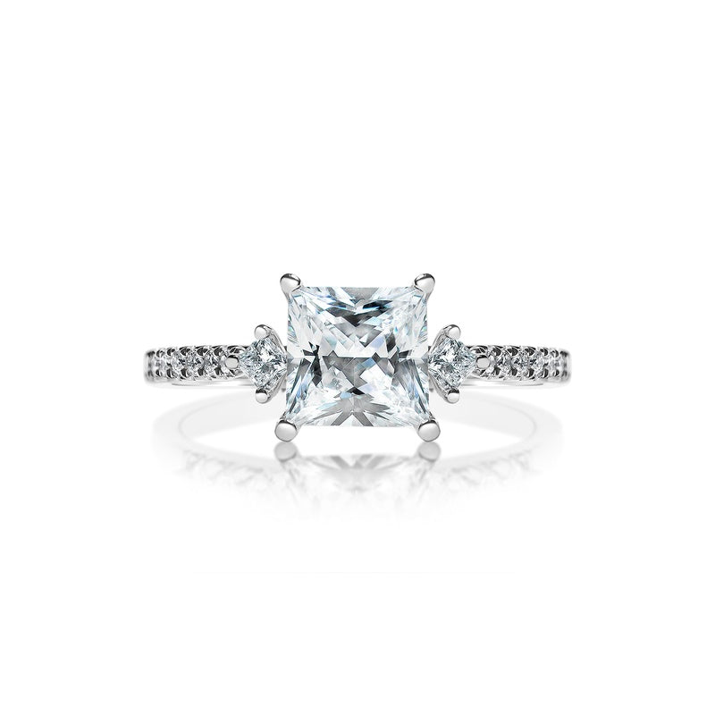 Classique Creations Princess Diamond Kite Sidestones Engagement Ring Z2037P